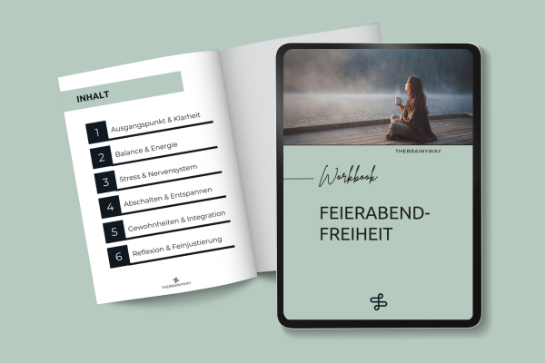 Mockup on einen Tablet mit Workbook und den Modulen des Trainings